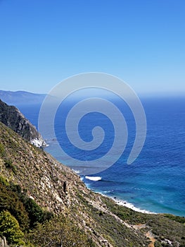 Pacific Coast Highway Beach Scene with Mountains