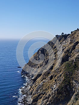 Pacific Coast Highway Beach Scene with Mountains