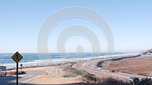 Pacific coast highway, Torrey Pines state beach, ocean waves, coastal California