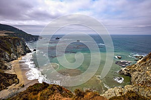 The Pacific Coast seen from Castle Rock Viewpoint near Bixby Creek Bridge - Big Sur, California