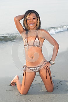 Pacific islander girl on a beach