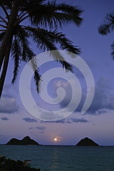 Pacific moonrise in hawaii