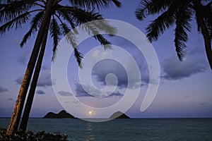 Pacific moonrise in hawaii photo