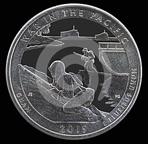 Pacific National Monument of Military Valor (Guam). Coin 25 cents. USA photo