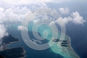 Pacific ocean Airplane view, BoraBora island, French Polynesia