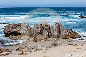 Pacific Ocean, Beach and Rocky Coastline in Monterey Bay