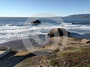 Pacific Ocean, Ocean Beach, San Francisco, Sutro Bathhouse Ruins photo