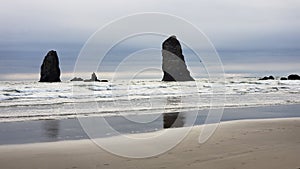 Pacific ocean at Haystack Rock Oregon coast