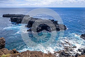 Pacific ocean landscape vue from cliffs in Easter island