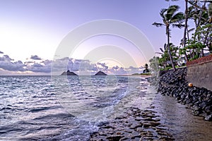 Pacific ocean sunrise at lanikai beach oahu  hawaii