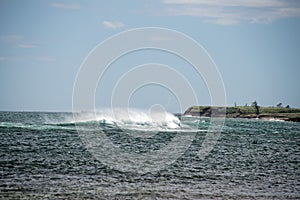 Pacific ocean waves on the shore