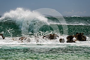 Pacific ocean waves on the shore