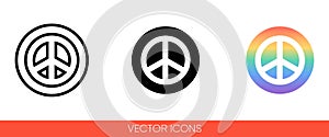 Pacific, peace sign, international symbol of peace, disarmament, antiwar movement on rainbow circle background icon