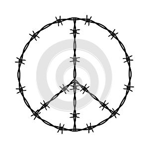Pacific sign conclusion symbol, sign. Barbed wire isolated background. Vector Illustration