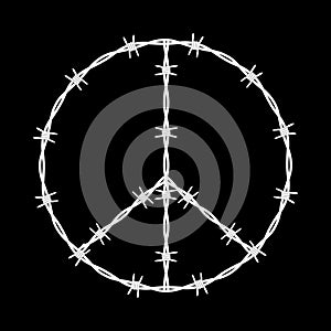 Pacific sign conclusion symbol, sign. Barbed wire isolated background. Vector Illustration