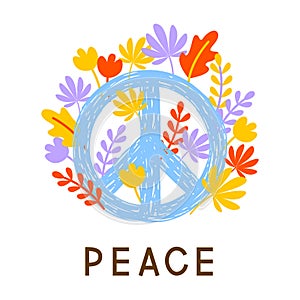 Pacific sign with flowers - concept of peace