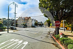 Pacific and Steiner street crossroad in San Francisco photo