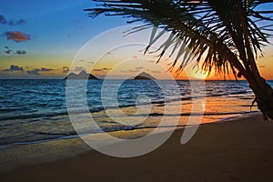 Pacific sunrise at Lanikai beach in Hawaii