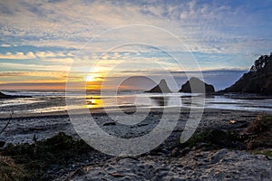 Pacific sunset in the Heceta Lighthouse area, Oregon