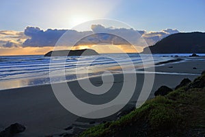 Pacific Sunset at Port Orford Beach along the Oregon Coast, USA