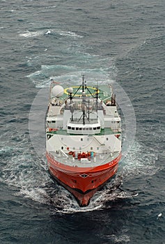 The Pacific Titan seismic vessel working a field in Bass Strait.
