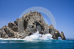 Pacific waves breaking on Arch of Cabo San Lucas, Baha California Sur, Mexico