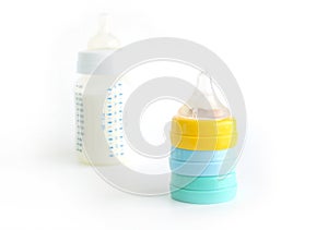 Pacifier for baby feeding bottle on white