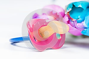 Pacifier (soother) with multicolored tulips