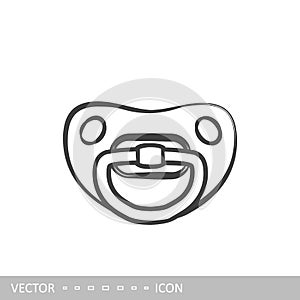 Pacifir icon. Baby`s dummy icon in the style of linear.