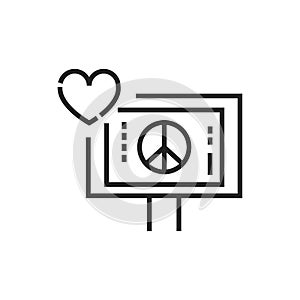 Pacifism line black icon. Social protest. Pictogram for web page, mobile app, promo. Editable stroke.