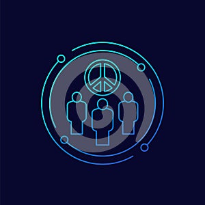 pacifism, pacifist movement icon, linear design