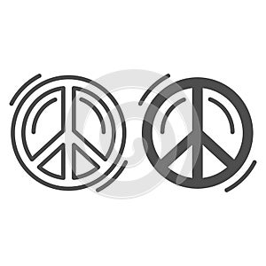 Pacifist symbol line and solid icon, Human rights and tolerance concept, Peace and no war sign on white background