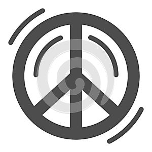 Pacifist symbol solid icon, Human rights and tolerance concept, Peace and no war sign on white background, Hippie sign