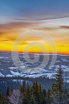 Pacifying landscape in the mountain valley