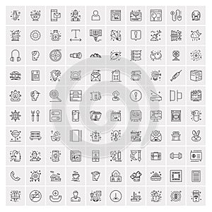 Pack of 100 Universal Line Icons for Mobile and Web