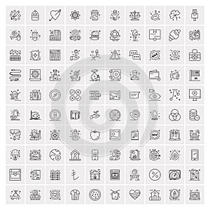 Pack of 100 Universal Line Icons for Mobile and Web