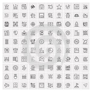 Pack of 100 Universal Line Icons for Mobile and Web