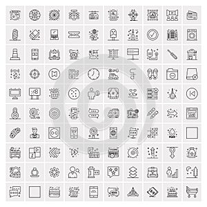 Pack of 100 Universal Line Icons for Mobile and Web