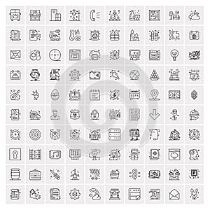 Pack of 100 Universal Line Icons for Mobile and Web