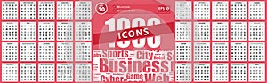 Pack of 1000 Icons hotel services and city elements, web pack, food & drinks, spring, night party Vector Business Icon