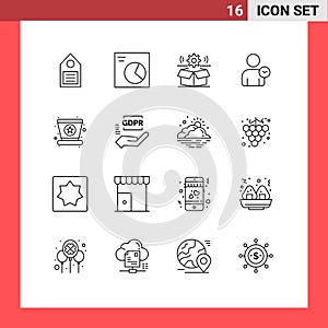 Pack of 16 creative Outlines of carnival, time, box, user, setting