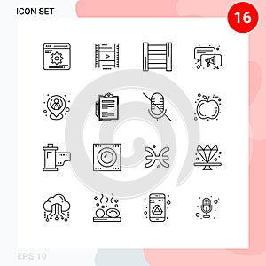 Pack of 16 creative Outlines of location, hr, construction, employee, speaker