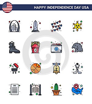 Pack of 16 creative USA Independence Day related Flat Filled Lines of shose; police; usa; military; party bulb