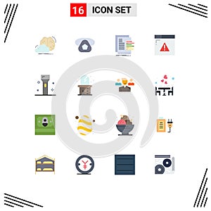 Pack of 16 Modern Flat Colors Signs and Symbols for Web Print Media such as web page, security, phone, internet, reports