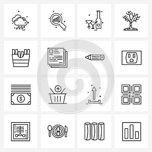 Pack of 16 Universal Line Icons for Web Applications snack, eat, food, scary, tree