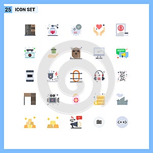 Pack of 25 creative Flat Colors of development, coding, management, app, love