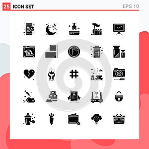 Pack of 25 creative Solid Glyphs of lobbying, domination, romantic, despotism, salon