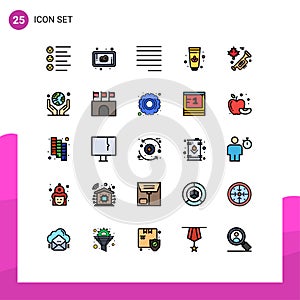 Pack of 25 Modern Filled line Flat Colors Signs and Symbols for Web Print Media such as human hand, environment, left, laud,