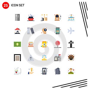 Pack of 25 Modern Flat Colors Signs and Symbols for Web Print Media such as business, gasoline, like, gas, star