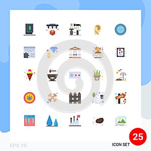 Pack of 25 Modern Flat Colors Signs and Symbols for Web Print Media such as no, mind, construction, manipulate, access